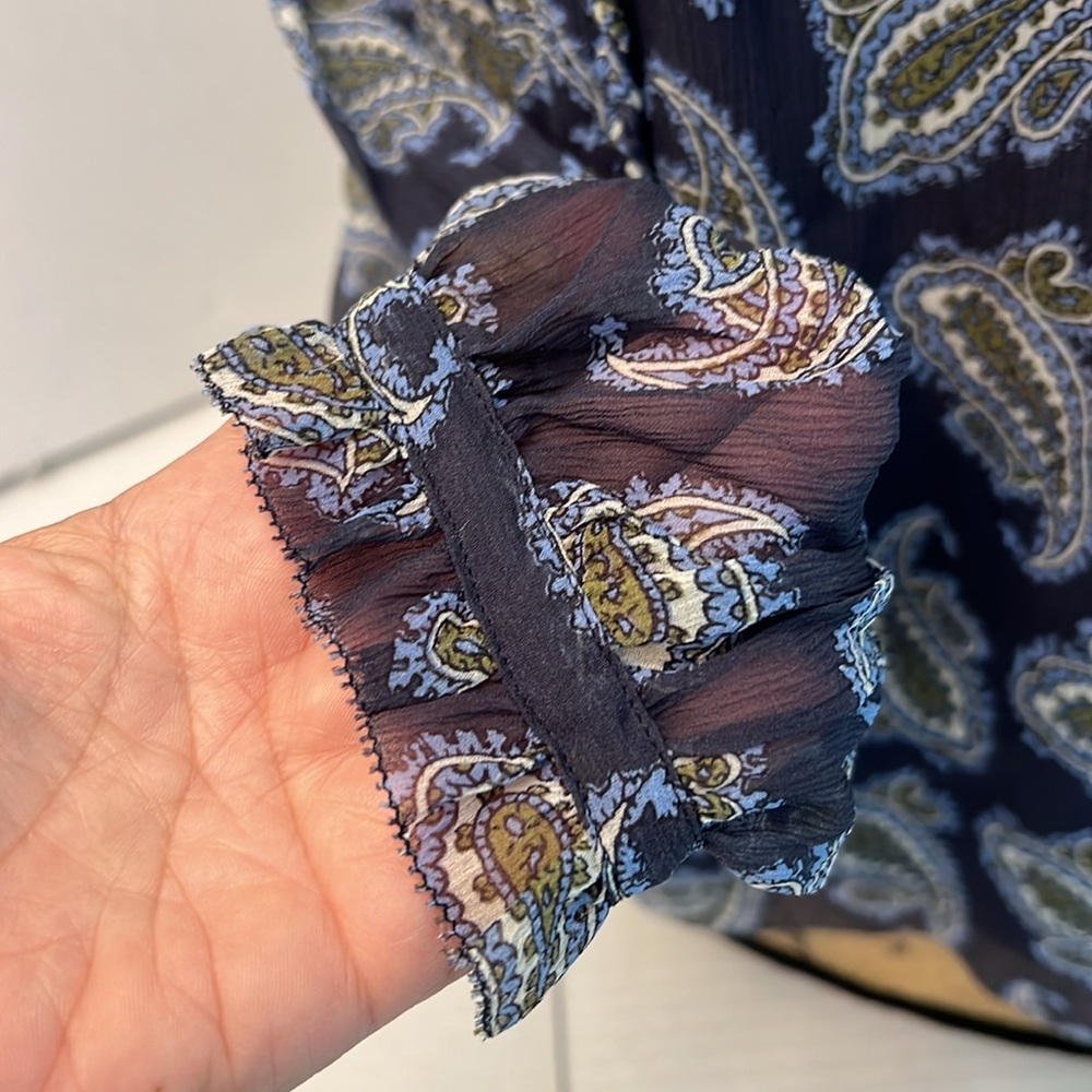 UNSUBSCRIBED SILK PAISLEY OVERSIZED BOHO BLOUSE SIZE 2 - Picture 6 of 16